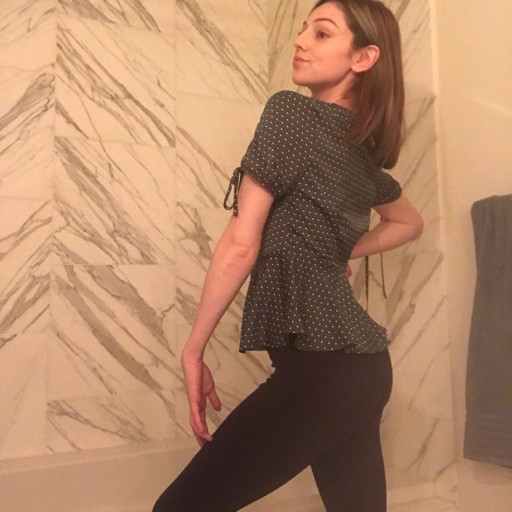 Dark green Satin polka-dot shirt